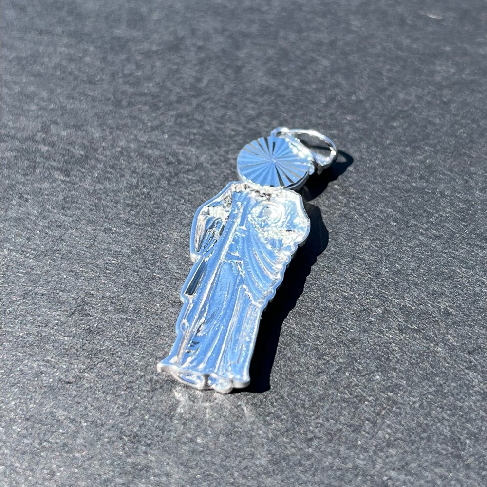925 Sterling Silver Rope Chain 22” w St Jude Pendant / San Judas Dije Con Cadena - Picture 6 of 7